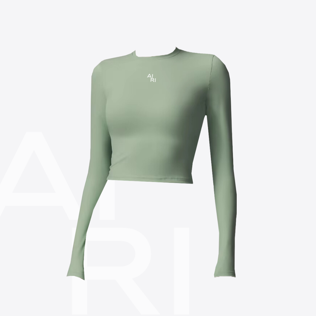 ★andar★ Airtouch shirring long sleeve crop tee Mirage Cropped Long Sleeve Wmn - Cropped long sleeve top