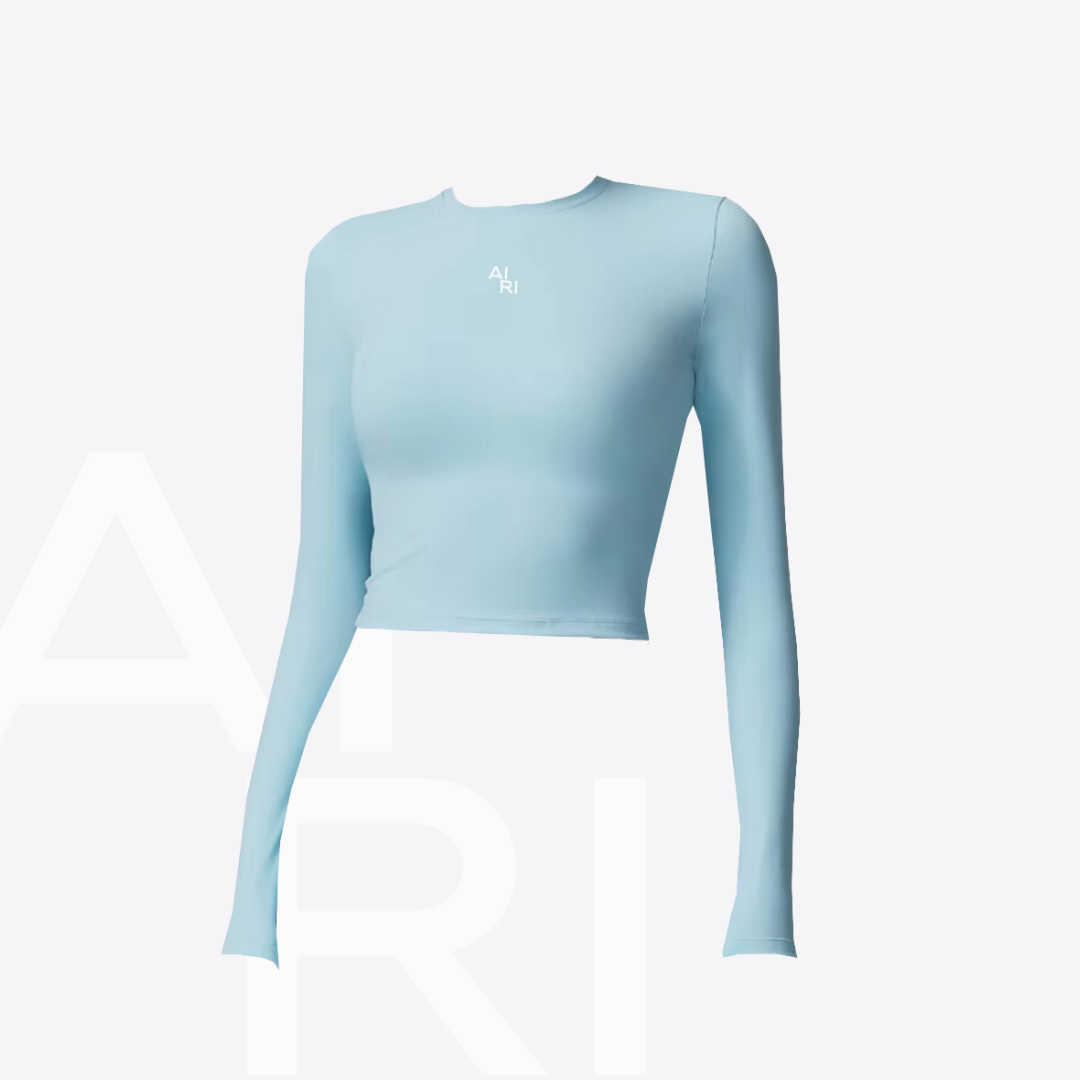★andar★ Airtouch face long sleeve crop top Women's long-sleeve crop top — Cheat Treats LLC